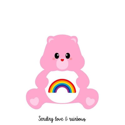 Cartolina Care Bear Care Bear Invio di amore e arcobaleni