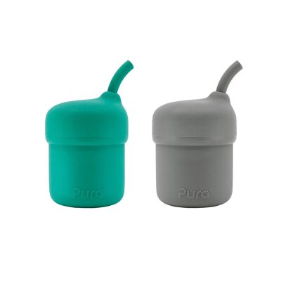 VASO CON PAJA MY-MY™ 2 UDS 6 M+ / MENTA Y PIZARRA