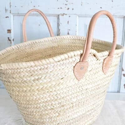 STRAW BAG Market Basket Double Handle Small
