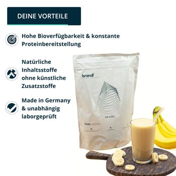 brandl® Protein Vegan sans édulcorants artificiels | Poudre de protéines végétaliennes de qualité supérieure 4 sources végétaliennes 19