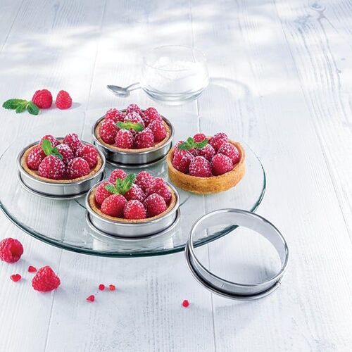 Set de 4 cercles à tartelette inox 8 cm Mathon