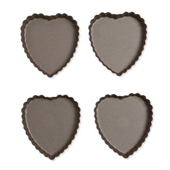 Set de 4 moules à tartelette coeur revêtement antiadhérent 11 cm Mathon 2