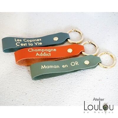 French made leather key ring