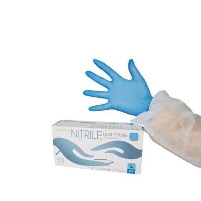 Powder-free blue Nitrile gloves Box of 100