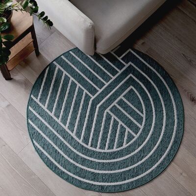 ELODIA GREEN geometric round rug