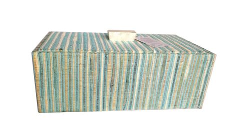 Boîte déco rectangulaires turquoise avec poignée capiz LG