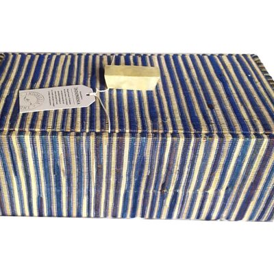 Caja decorativa rectangular azul con asa LG capiz