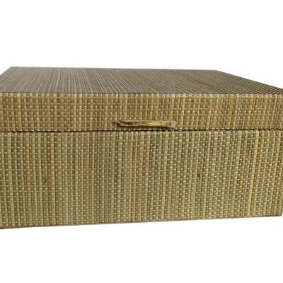 Natural mendong deco box with LG brass