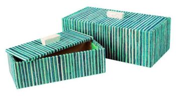 Boîte déco rectangulaires turquoise avec poignée capiz SM