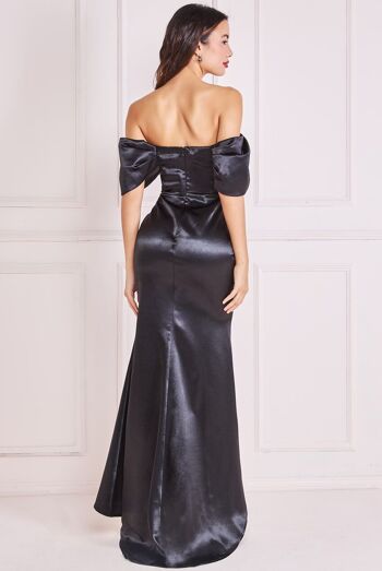 GODDIVA ROBE MAXI EN SATIN À ÉPAULES DÉNUDÉES DR3923 NOIR 10