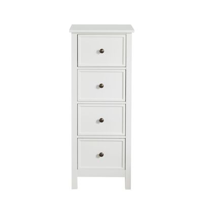Bedroom 4 Drawer Tallboy Chest with Changeable Handles in White