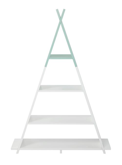 Tipi Freestanding 4-Tier Shelf Unit in Green & White