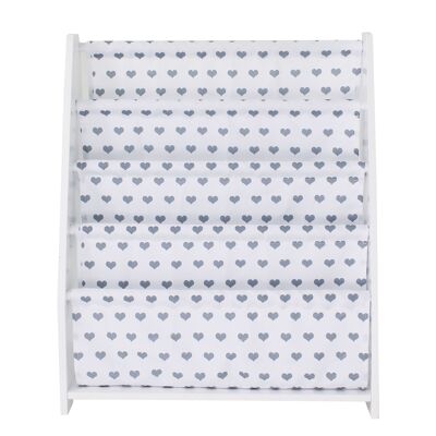 Estantería estilo hamaca con estampado de corazones para niños en gris y blanco