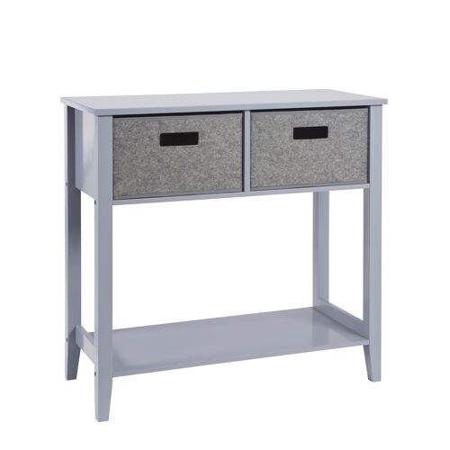 Console Table with Shelf & Felt Drawers in Grey