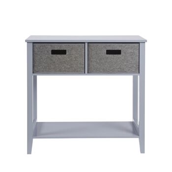 Table console avec étagère et tiroirs en feutre gris 2
