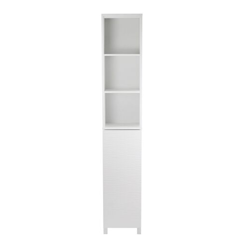 Ripple Texture Bathroom Tallboy Storage Cabinet in White