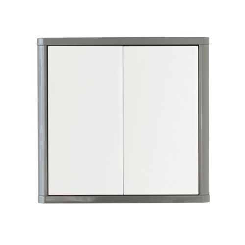 Gloss Double Door Mirror Bathroom Cabinet in Grey