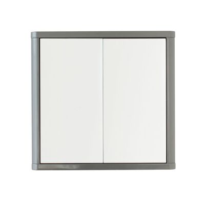 Meuble de salle de bain miroir à double porte brillant en gris