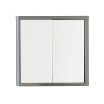 Meuble de salle de bain miroir à double porte brillant en gris 1