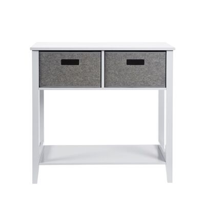 Console Table with Shelf & Felt Drawers in White