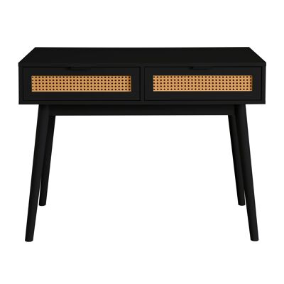 Consolle scrivania in stile rattan con cassetti in nero