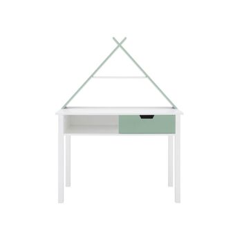 Bureau de style tipi pour enfants avec rangement en vert 1