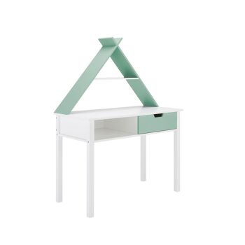 Bureau de style tipi pour enfants avec rangement en vert 2