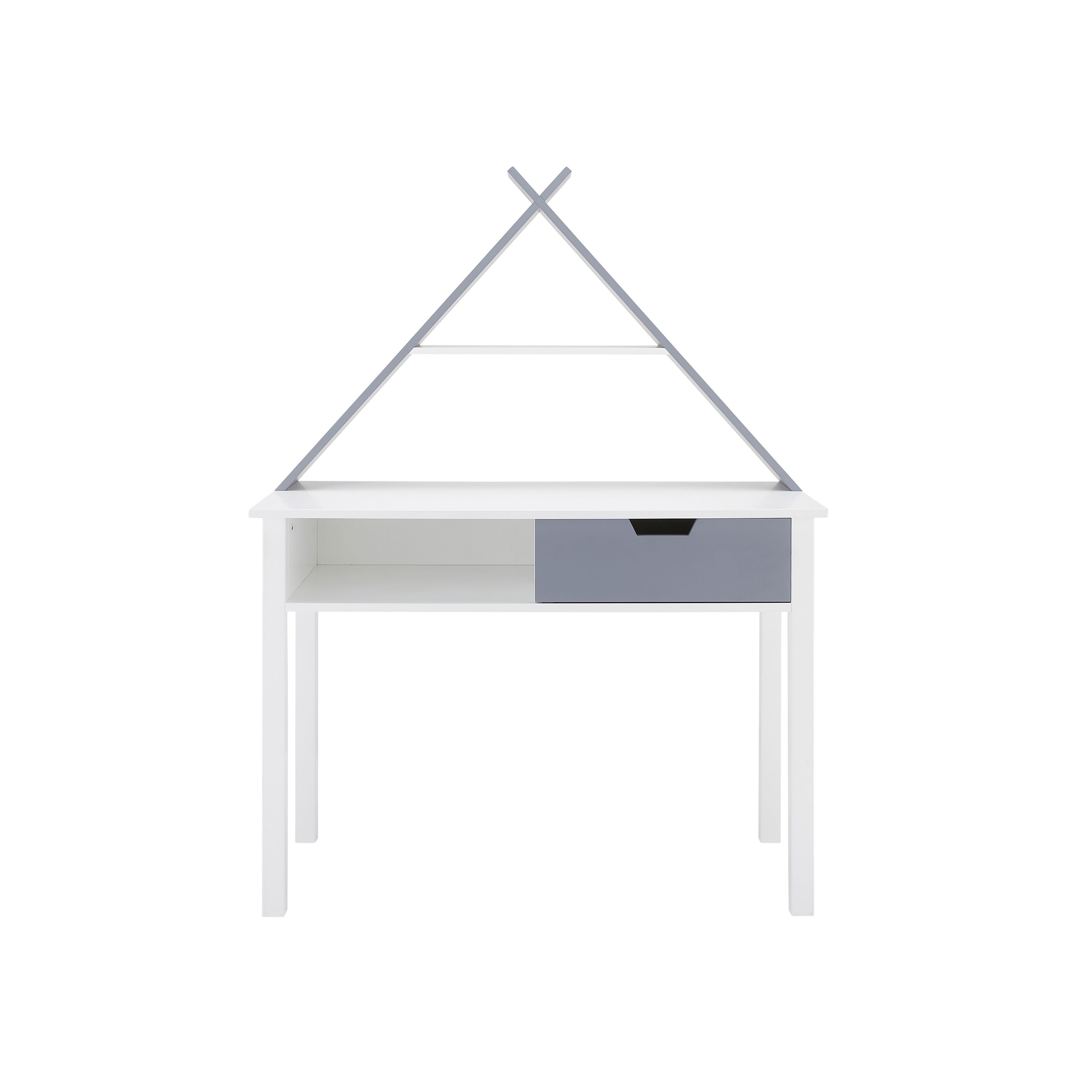 Kinderschreibtisch im Tipi-Stil mit Stauraum in Grau