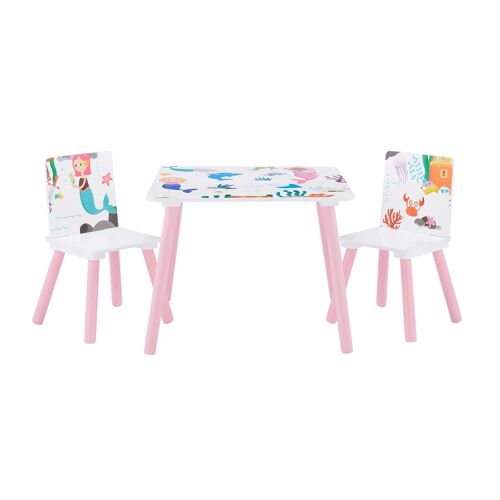 Mermaid Print Kids Table and Chairs Set