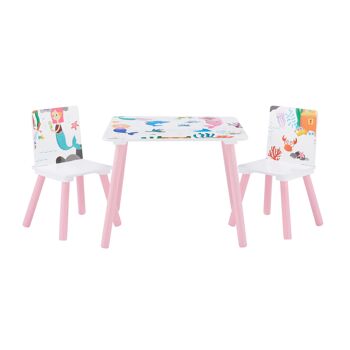 Ensemble table et chaises pour enfants à imprimé sirène 1