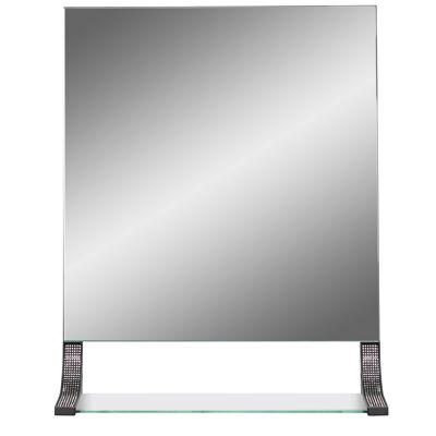 Miroir de salle de bain Diamante et étagère en verre en noir