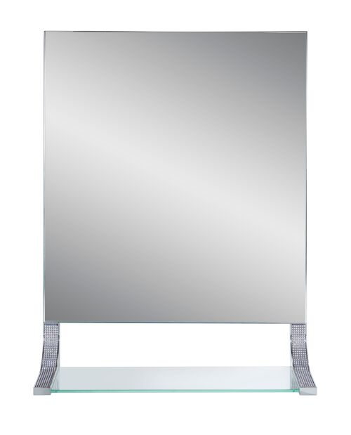 Diamante Bathroom Mirror & Glass Shelf in Chrome