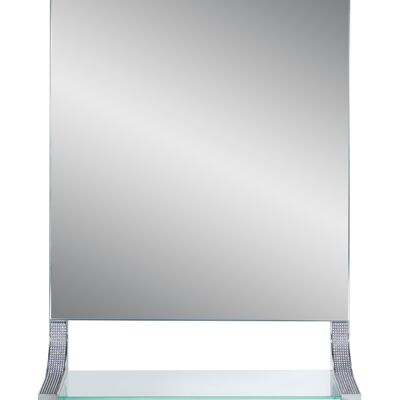 Espejo de baño Diamante y repisa de vidrio en cromo