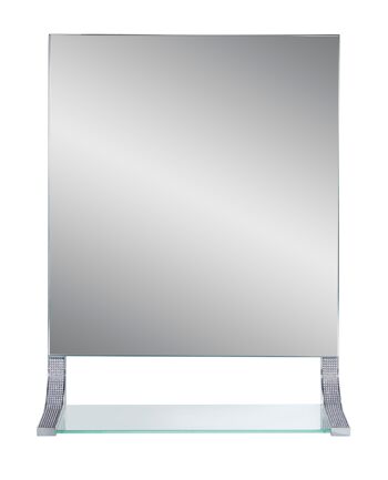 Miroir de salle de bain Diamante et étagère en verre en chrome 1