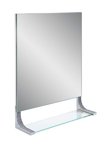 Miroir de salle de bain Diamante et étagère en verre en chrome 2