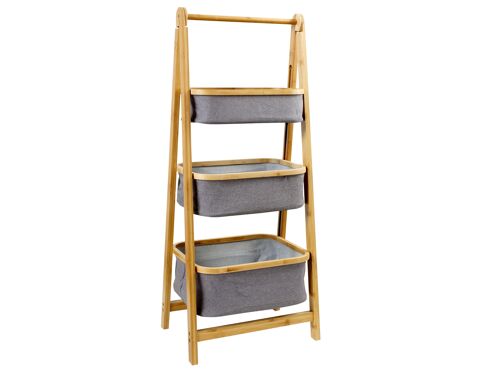 Bamboo 3 Tier Folding Basket Unit