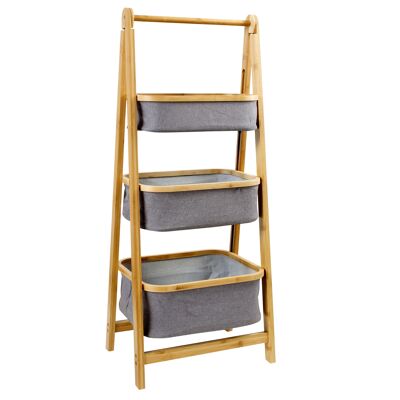 Bamboo 3 Tier Folding Basket Unit