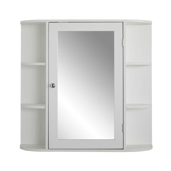Armoire à miroir de salle de bain à panneaux avec étagères ouvertes en blanc 1