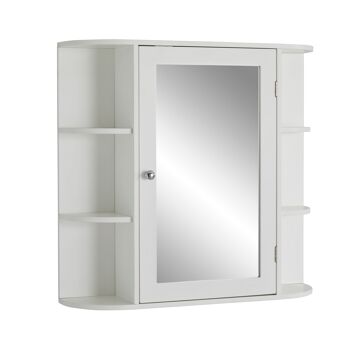 Armoire à miroir de salle de bain à panneaux avec étagères ouvertes en blanc 2