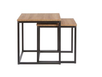 Lot de 2 tables gigognes effet bois avec structure en métal 1