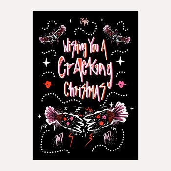 WISHING YOU A CHRISTMAS CRACKER: A6 Christmas Card. Cracking Christmas / Christmas Cracker Design / Cute Christmas Cracker 3