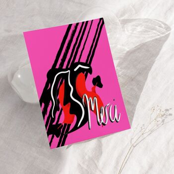 MERCI. Abstract illustrated design. A6 Greeting Card. (Pink) 2