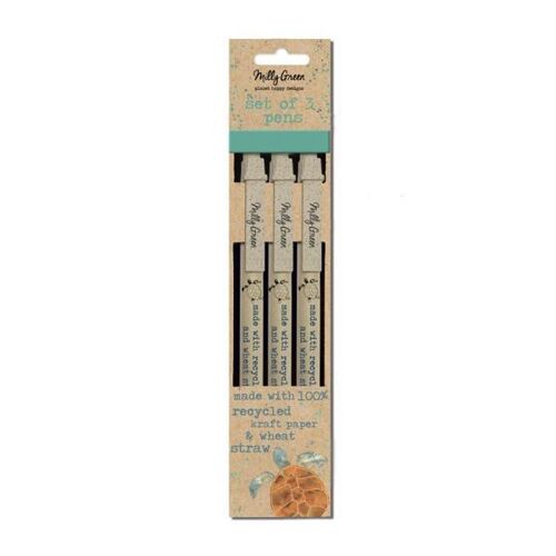 Planet Happy Turtle Set of 3 Pens - Recycled Kraft
