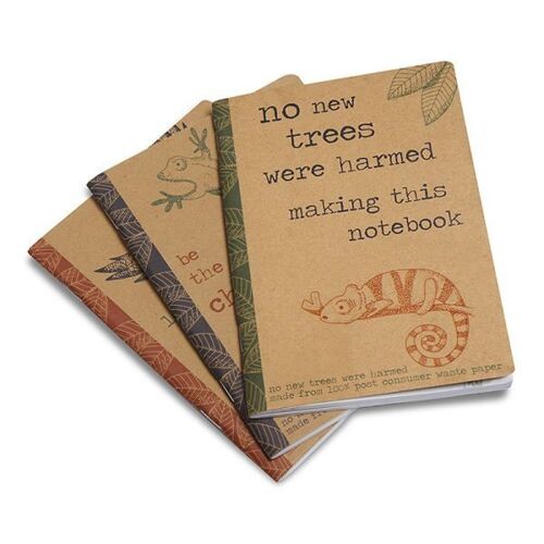 Rainforest Notebooks A6 Set of 3 - Recycled Kraft Paper