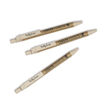 London Adventure Pens Set de 3 - Papier Kraft Recyclé et Paille de Blé 2