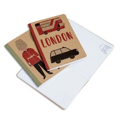 Ensemble de 3 carnets A6 London Adventures - Kraft recyclé