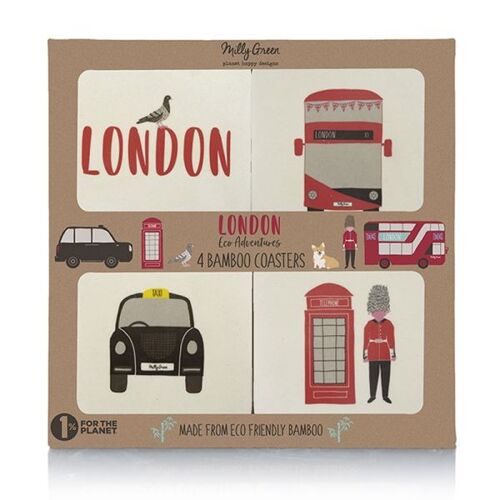 London Adventures Bamboo Coasters Set of 4