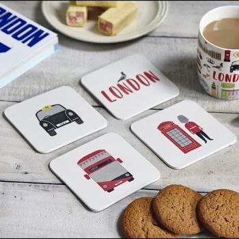 Ensemble de 4 sous-verres en bambou London Adventures 2