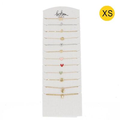 Kit of 24 XS heart bracelets - multi gold - FREE DISPLAY / KIT-BRA10-0440-D-MULTI