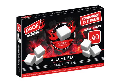 ALLUME FEU CUBES BLANC X 40 - PROF